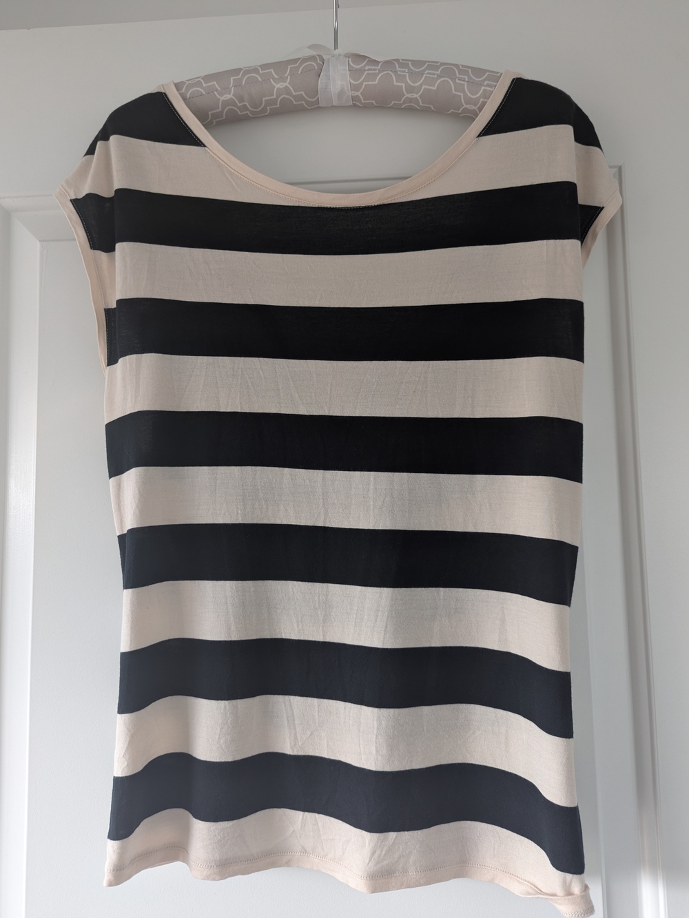 All Saints Crossover Back Modal/Silk Blend Striped T-Shirt Size L